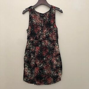 Volcom dress black pink green faux wrap dress sleeveless size small
